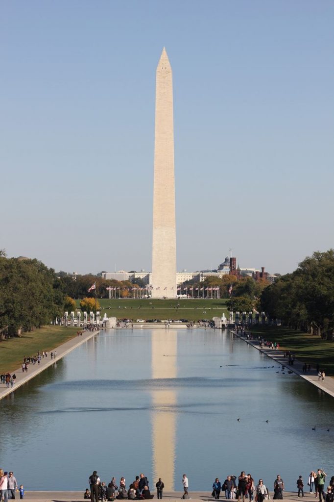 photo du Washington monument depuis le lincoln memorial à Washington